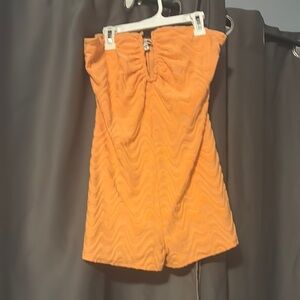 Fashion Nova Orange Strapless Romper